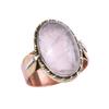 Natural Rose Quartz Gemstone Two Tone 925 Sterling Silver Gift Ring S.9.5 F9H88
