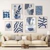 Boho Abstract Navy Blue Sun Geometric Lines Leaf Plants Nordic Posters Wall Art Prints Canvas Painting Living Room Home Decor