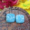 Larimar Stone Handmade Cushion Shape Sterling Silver Earrings For Women