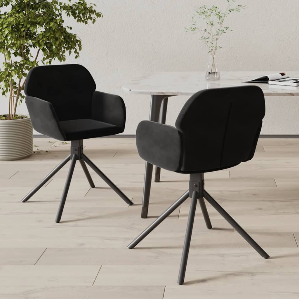 Dining Room Chairs 2 pcs Swivel Black Velvet