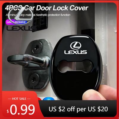 Interior Stickers 4PCS Car Door Lock Cover Metal Protection Accessories For RX300 IS200 IS250 ES350 Ct200h UX250h NX300h R