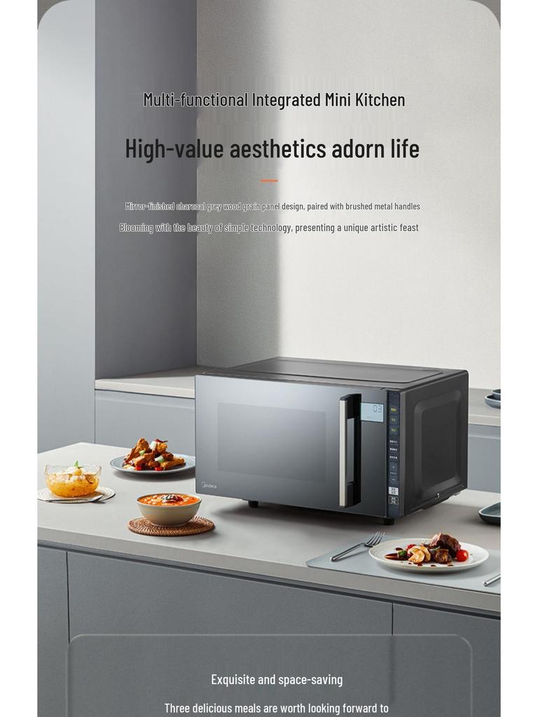 Midea PC23M8 Black Inverter Microwave & Oven Combo - Compact Flat Panel Design