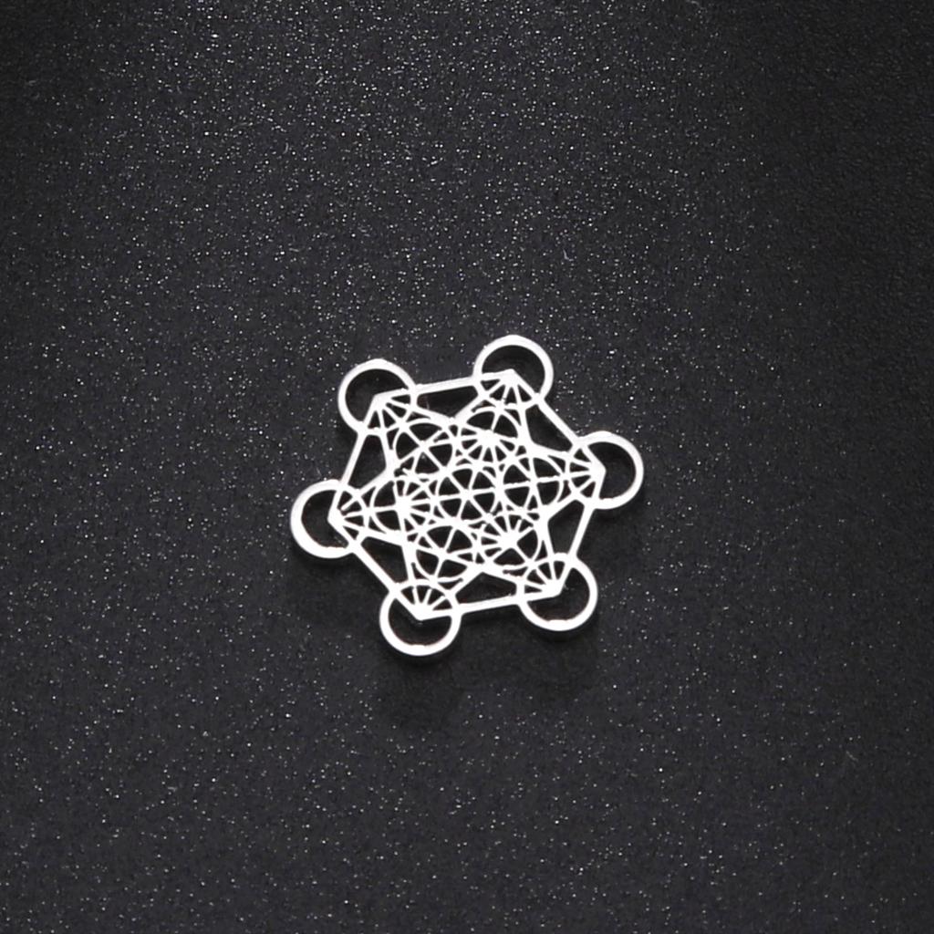 Archangel Metatron Cube Charms for Necklace Earring Jewelry Making Stainless Steel Sacred Geometry Amulet DIY Pendants