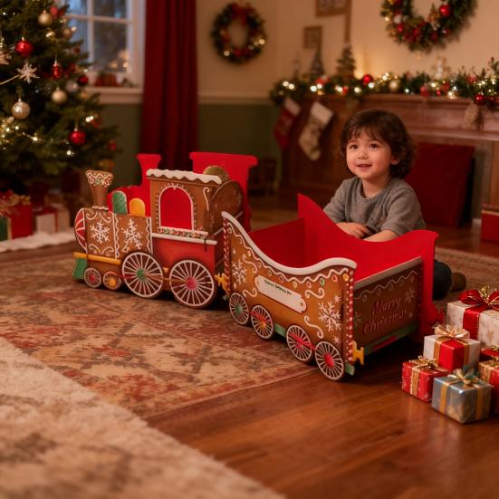 Christmas Presents Train Toy Santa Gift Boxes Express Gingerbread Classical Train Ornament Holiday