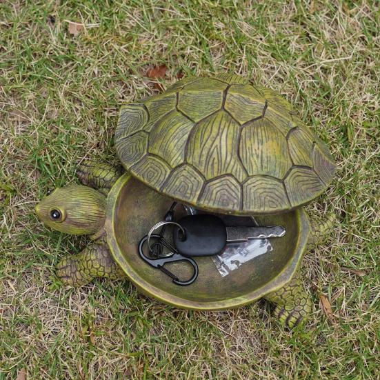 Yousheng Имитация Черепахи Шкатулка для хранения украшений с крышкой Полимерная Черепаха Контейнер-органайзер для мелочей и ключей Статуэтка животного Настольное украшение