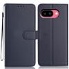For Google Pixel 9a Wallet Case with Strap/Multiple Card Slots Solid Color Leather Stand Phone Cover