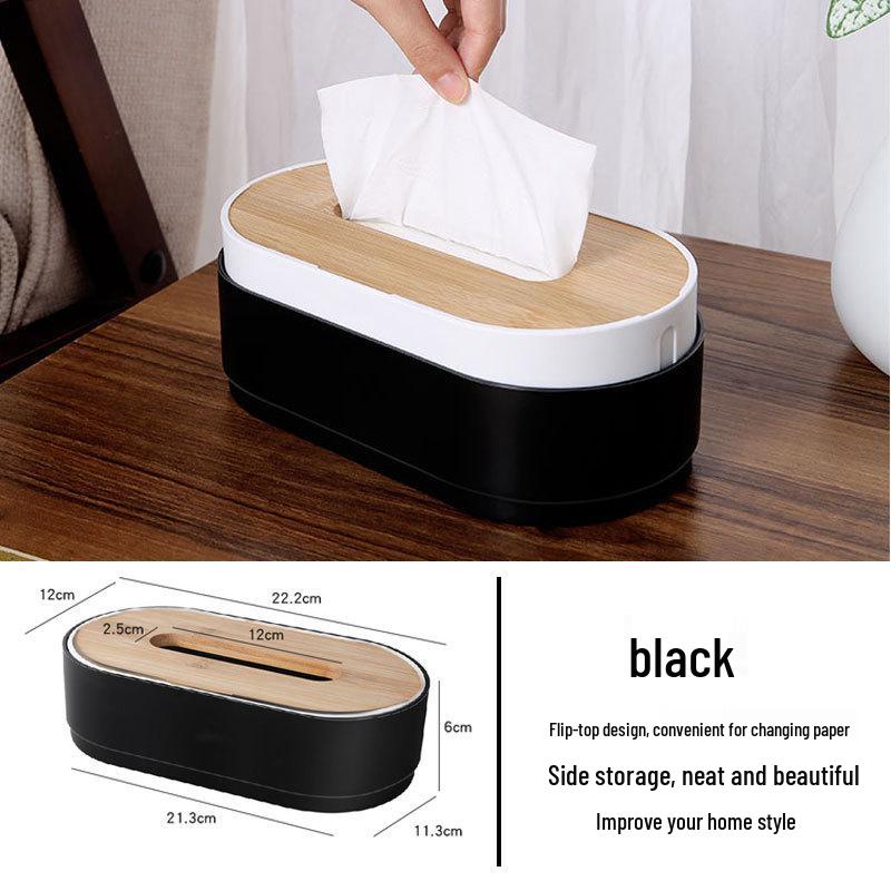 Creative Bamboo Tissue Box with Liftable Wooden Lid for Living Room or Coffee Table