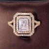 Fashion Square Cubic Zirconia Women Rings Modern Trendy Wedding Engagement Eternity Accessories Luxury Jewelry Wholesale
