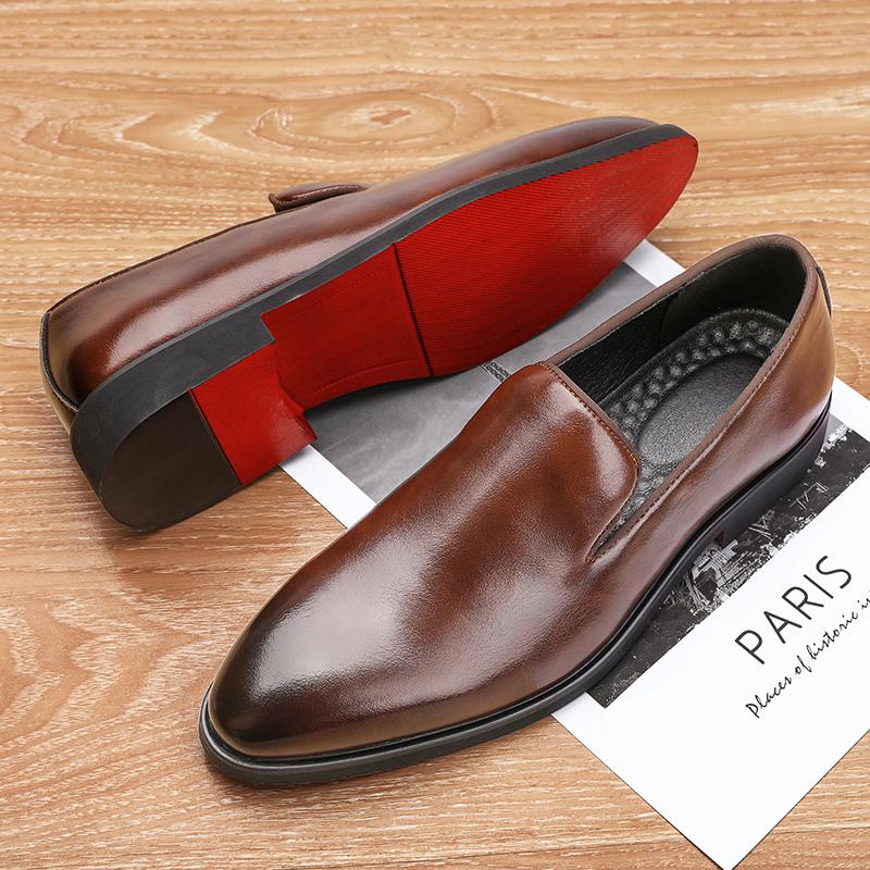 Fashion Business Formal Slip-On Leather Shoes Men's Casual Moccasins Black Wedding Shoes Dress Fashion Oxford Shoes Pointed Office Shoes