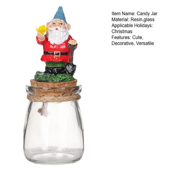 Рождественская банка для конфет, прозрачная стеклянная банка с крышкой, смоляная статуэтка гнома Санты, мини-баночка для закусок на кухонный стол, многоярусный поднос, украшение для вечеринки