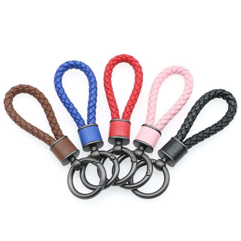Брелок Rockyu, мужской, женский, плетеный кожаный, кольцо для ключей автомобиля, простой, стильный, легкий, прочный, подарок,