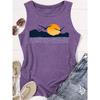 2026 New Sunset Seabird Landscape Print Round Neck Women Sleeveless Vest Soft Versatile Casual Summer Tank Top