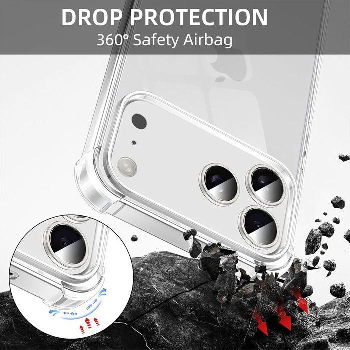 Protective Case - BOOLING - for iPhone 17 Pro Max - Reinforced Transparent Silicone with Black Lanyard