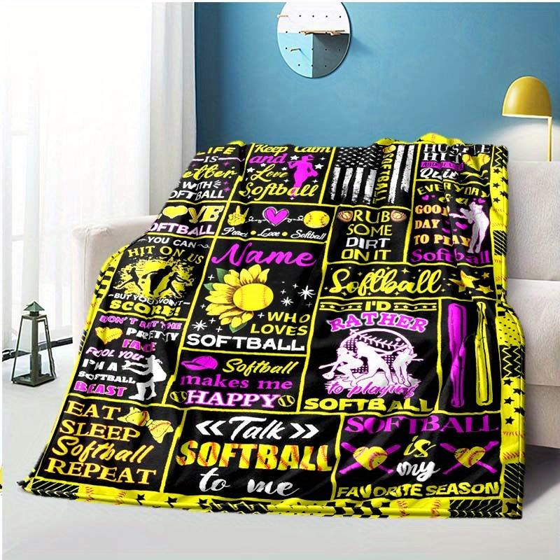 Baseball Customize Your Name Blanket Used For Chair Office Sofa Bed Camping Soft And Warm Giving Friends And Relatives Birthday Graduation Gift