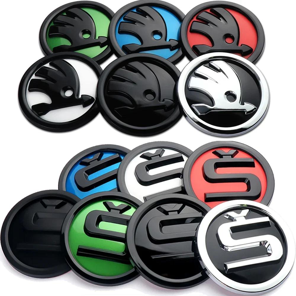 Car Sticker Skoda 2025 Hot 8/9/10cm Emblem Car Front Hood Badge Rear Trunk Sticker for Skoda Octavia Rapid Fabia S Logo Superb K