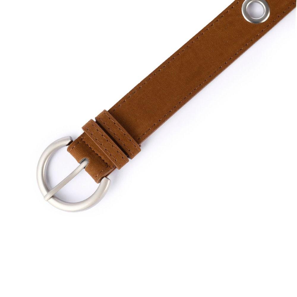 Big Buttonhole Suede Leather Belt Luxury Design Retro Waistband Women Waist Belt Jeans Decoration