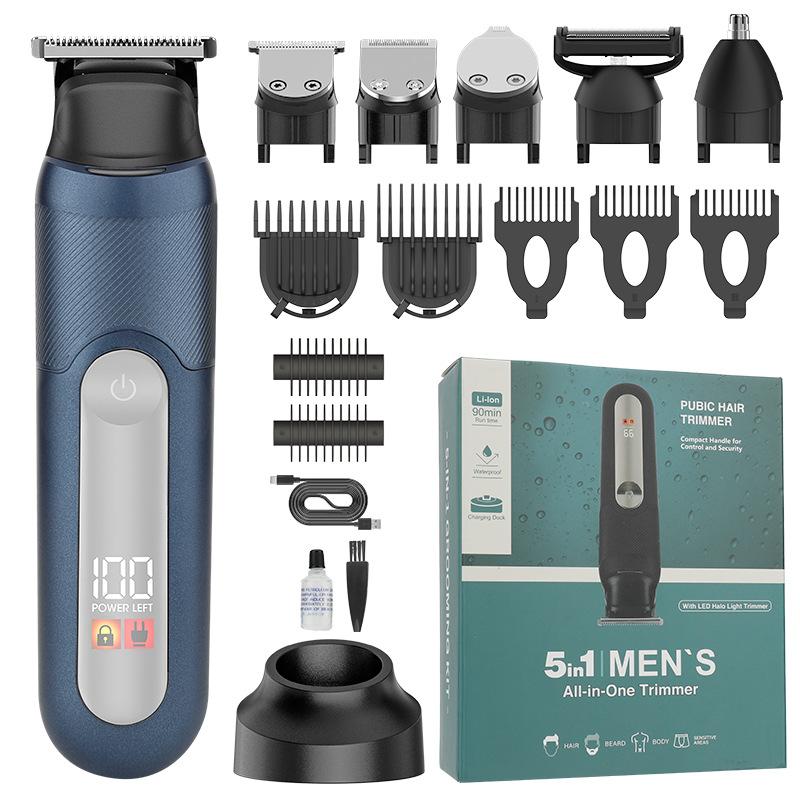 New multifunctional men's multifunctional body hair trimmer household hair clipper 5-in-one shaver nose hair trimmer