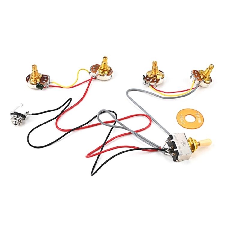 Готовый комплект проводки для гитары 3-позиционный A250K 2V 2T и гнездо Prewired Guitar Wiring Hareness