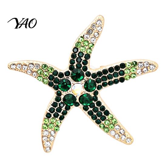 Marine Life Clothing Accessories Vintage Rhinestone Starfish Brooch, Ocean Metal Lapel Pin, Beach Party Accessory Sea Animal Jewelry for Suit