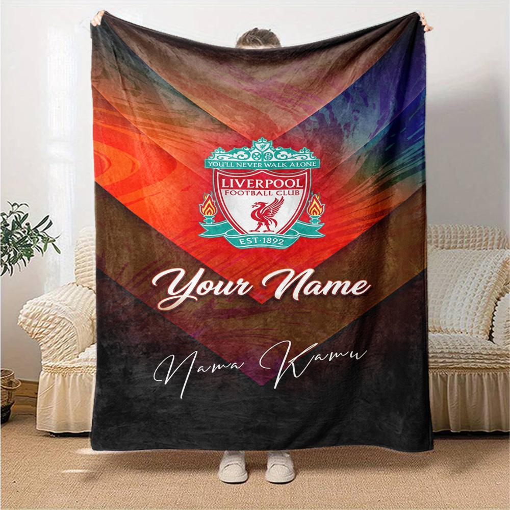 Liverpool Personalized Name Blanket Lightweight Customizable Blanket Durable Comfort Versatile for Picnics Sofa Couch Bedding Four Seasons Multipurpos