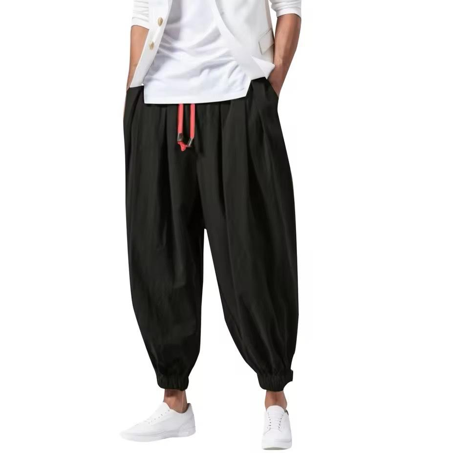 Новые повседневные брюки мужские шаровары свободные завязки широкие штанины брюки Харрен