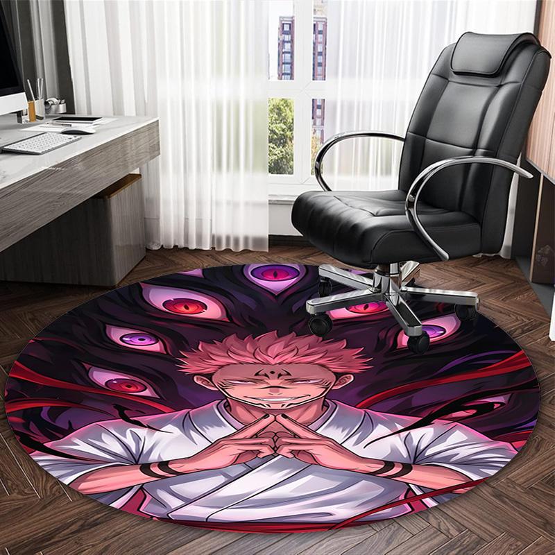 1pc S-Sukuna Carpet, Round Rug, Comfortable, Suitable for Entryways, Living Rooms, Office, And Bedrooms, Christmas Decoration