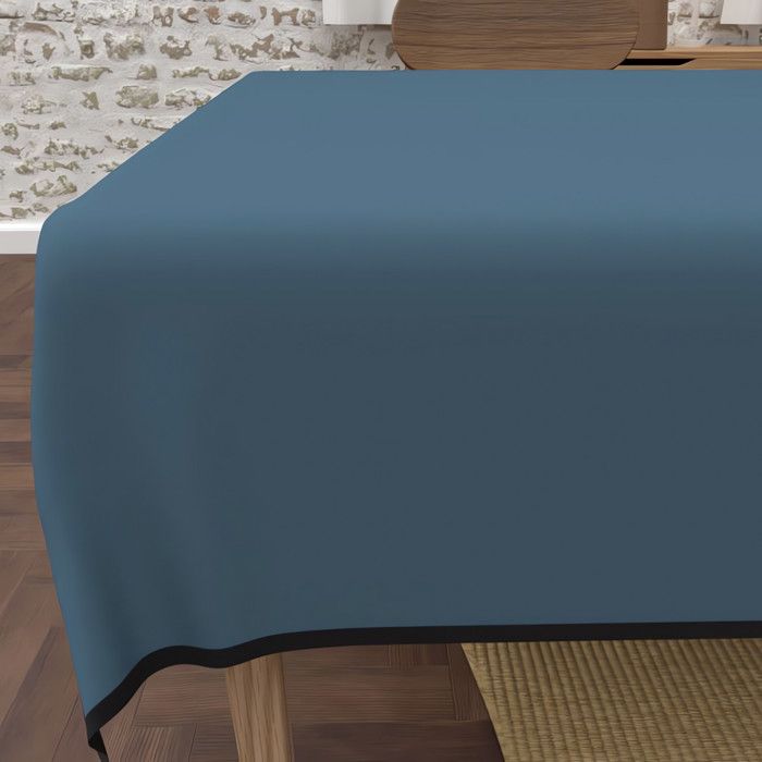 Nappe rectangle anti-tâches en microfibre lavée 140x240 cm BOHEME bleu canard, par Soleil d'Ocre