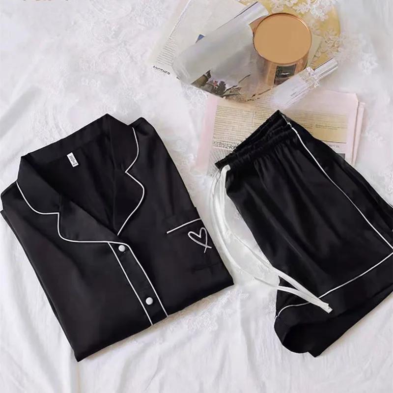 2 шт./комплект, женский пижамный комплект, школьная домашняя одежда из шелка, два комплекта большого размера, кардиган с коротким рукавом, шорты, одежда для молодых девушек