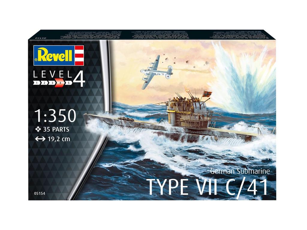 Revell 1/350 Немецкая подводная лодка Тип 7 C/41 Пластиковая модель 05154