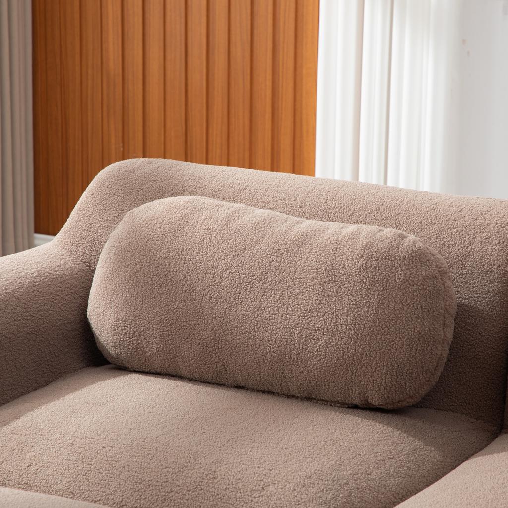 Modular compression sofa made of chenille fabric, filled with 30D high-elastic foam. Easy to move with non-slip bottom, ideal for living room. CAMEL