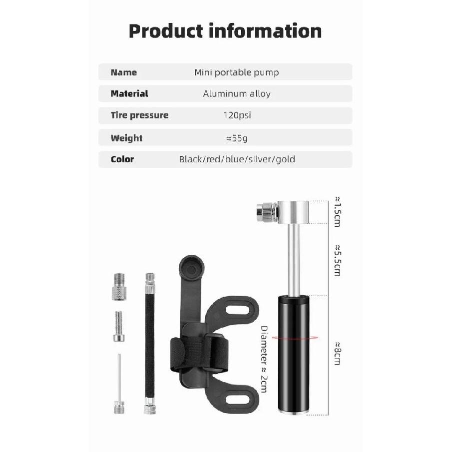 NPY Bicycle Pump Mini Portable Aluminum Alloy Bike Pumps Air Pump Mountain Cycling Tire Inflator Bike Valves Bicycle Pump
