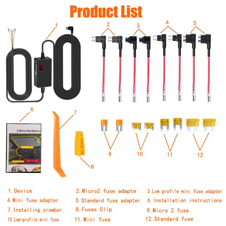 Регулируемое напряжение Автомобильное зарядное устройство с таймлапс видеорегистратором и цифровым дисплеем