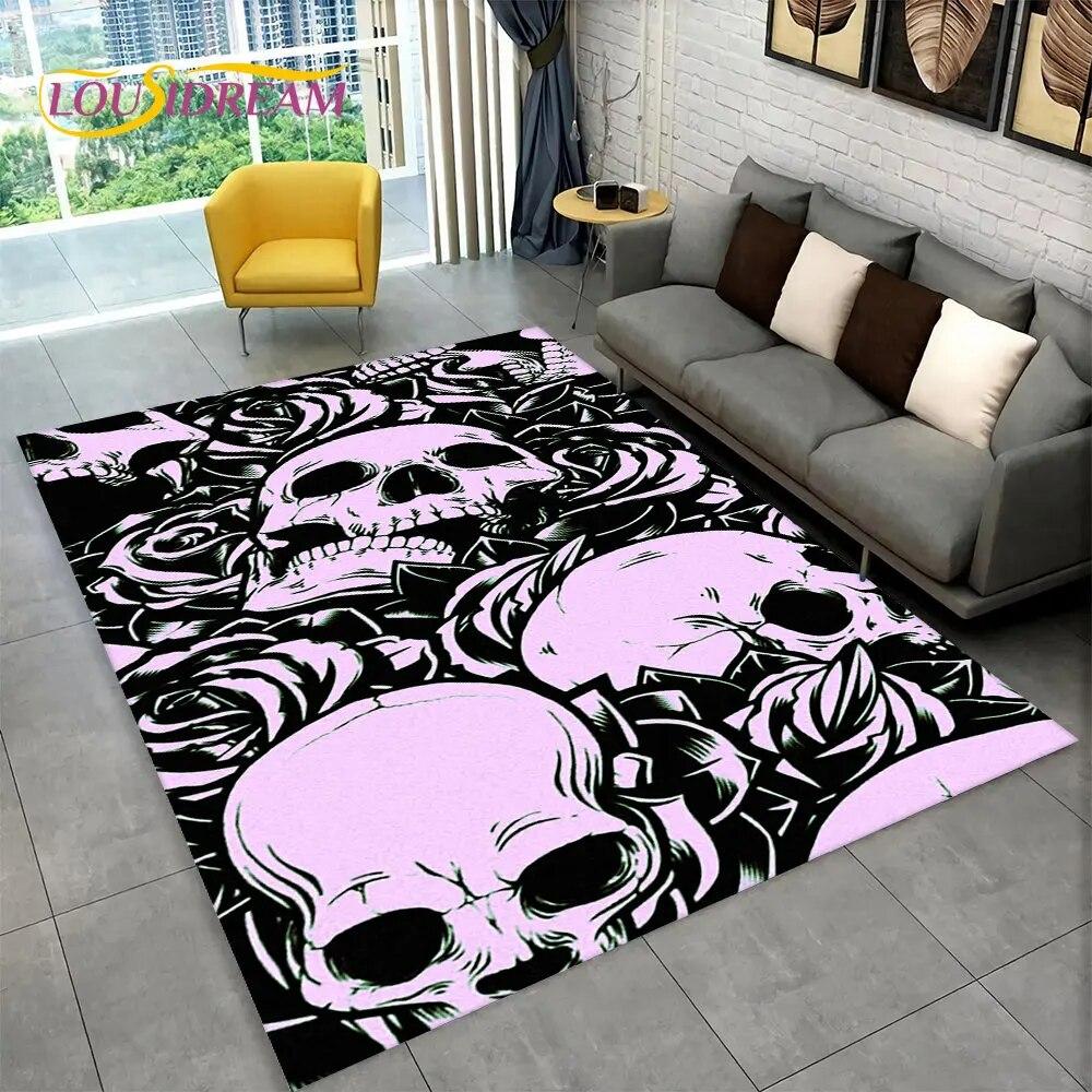 3D Creative Gothic Horror Skull Modern Area Rug,Carpet Rug for Living Room Bedroom Sofa Doormat Decor,Kitchen Non-slip Floor Mat
