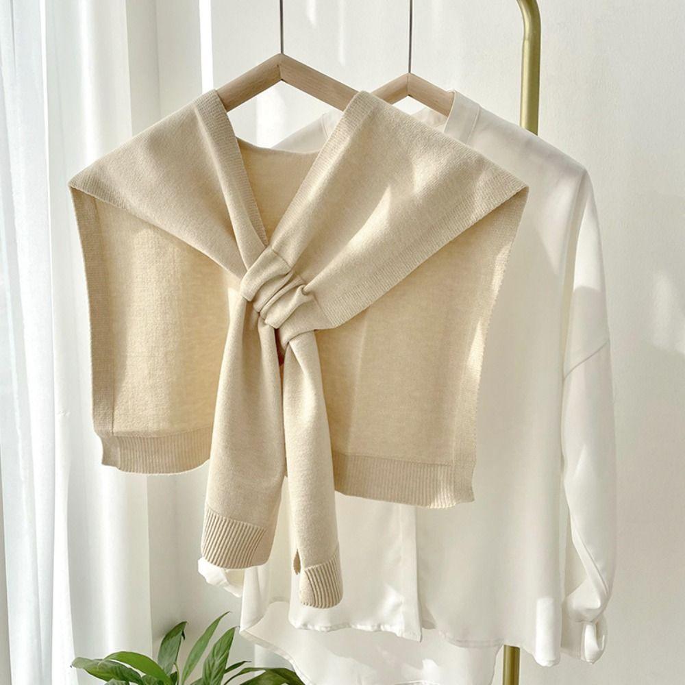 Cape Knitted Shawl Sunscreen Wool Scarves All-match Solid Color Scarf Outdoor