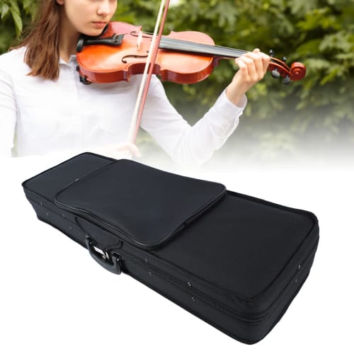 Portable, lightweight 4/4 violin case with built-in hygrometer.