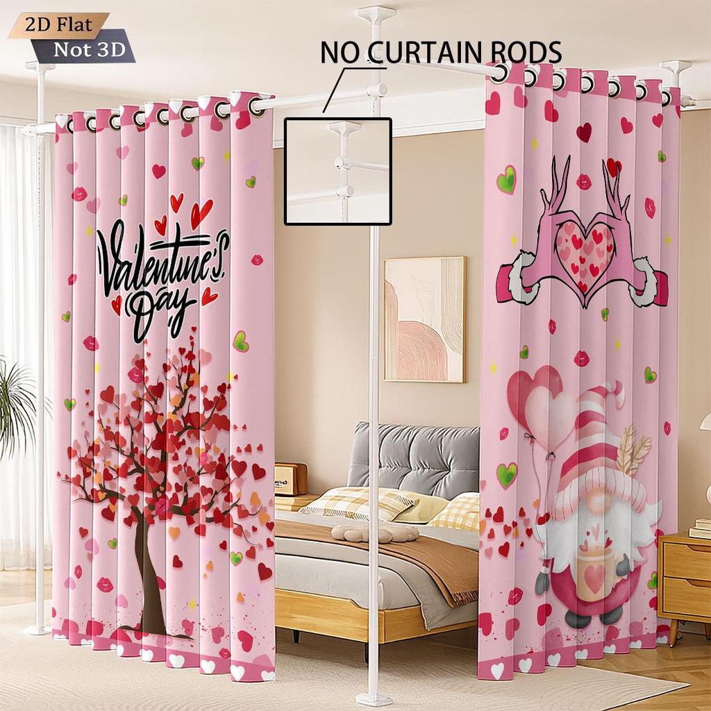 Затемняющие шторы с цифровым принтом в виде сердца ко Дню святого Валентина, Полиэстер на заказ с высокой степенью защиты от солнца.