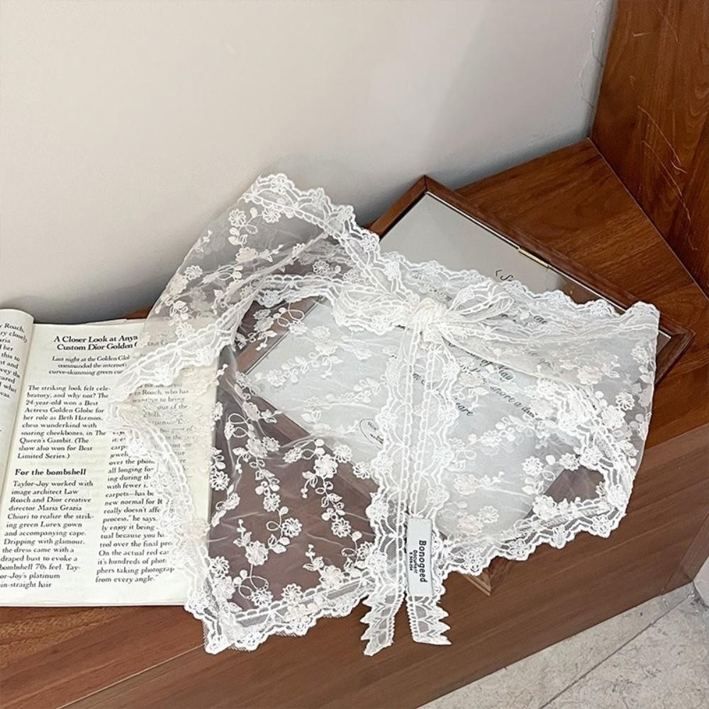 Fashion Flower Embroidery Lace Flower Hair Scarf Cute Thin Mini Lace Skirt Bohemian Chic Style Bandanas for Women