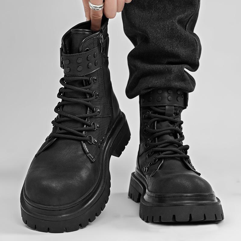 Унисекс Ретро Черные Ботинки Dr. Martens: Универсальные, на толстой подошве, короткие мотоботы на осень