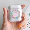 Fashion Floral 26 Letters Alphabet Soft Protector Cover Transparent Box for Apple Airpods 1 2 3 Pro Women Girl AirPods Case