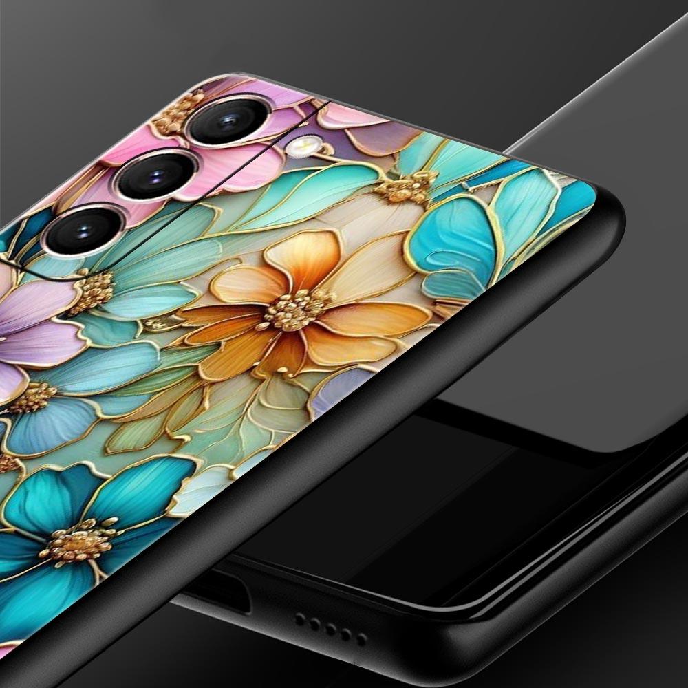 Модный Чехол Для Телефона С Цветочным Узором Для Samsung Galaxy S26 Ultra S25 Plus S24 FE S23 S22 5G S21 S20 Черный Мягкий