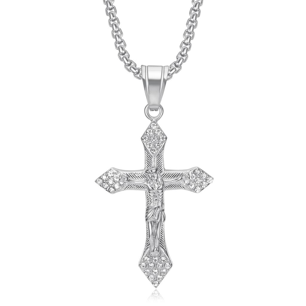 2026 Jewelry Fashion Trend Inlaid Zircon Men's Exquisite Gift Jewelry Necklace Gold Inlaid Diamond YS Cross Pendant Necklace