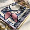 New 14 Momme Mulberry Silk Scarf: Digital Print Square Scarf with Hand-Rolled Hem for Women