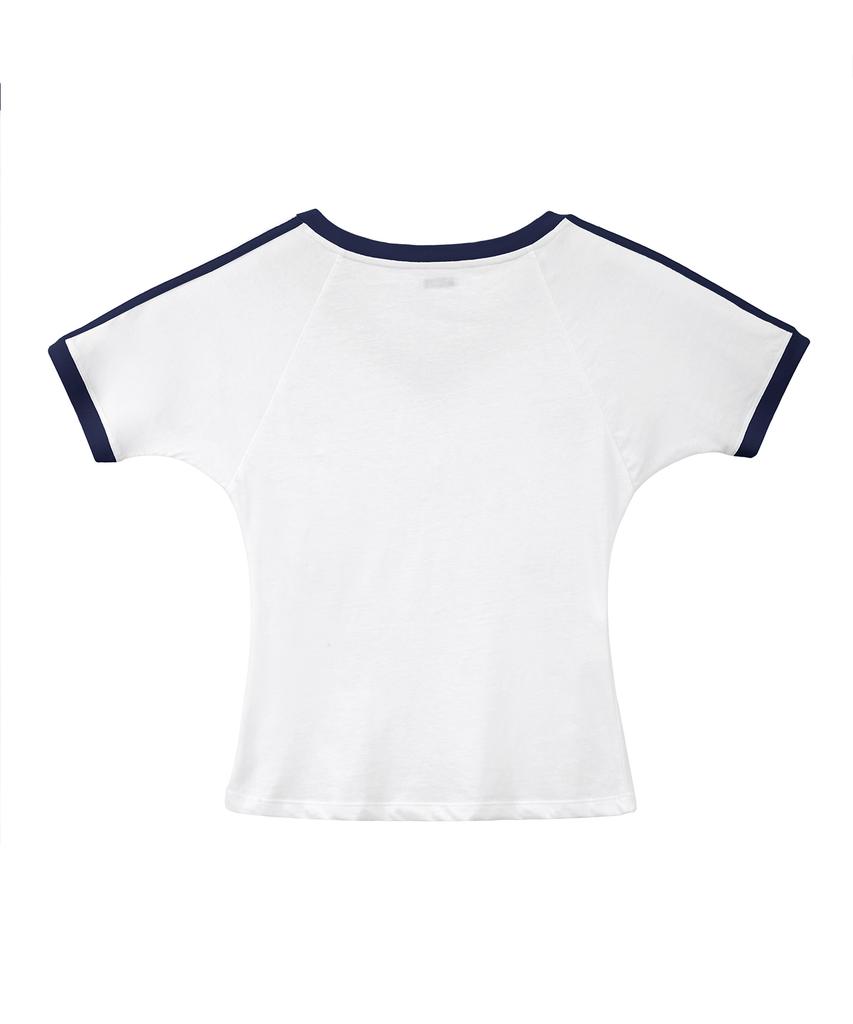 LOTSYOU Lotsyou_V Neck Ringer T-Shirts Navy