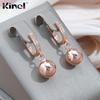 Kinel Rose Gold Ball Drop Earrings For Women Luxury Wedding English Earrings