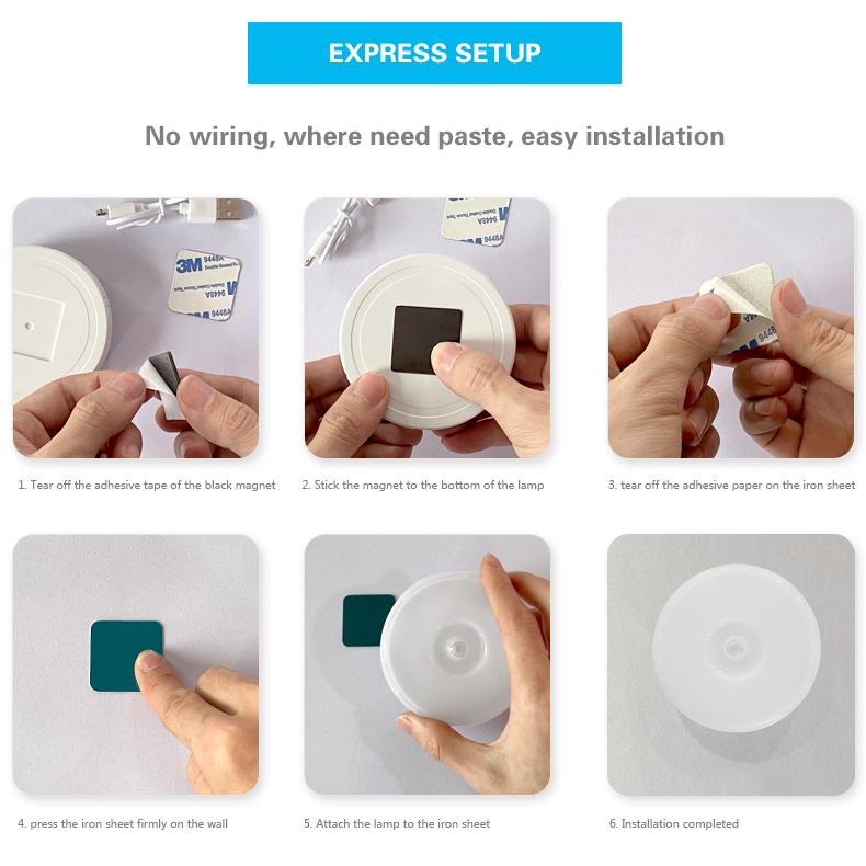 Светодиодный индукционный ночник для человеческого тела, беспроводной магнитный присоска, зарядка через USB, шкаф, прикроватный светильник HMKH YSXX