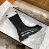 Blue Cabinet~ Inner Height Increasing Martin Boots Women's British Wind Medium Tube Thick-soled Smoke Boots Chelsea Boots Autumn Short Boots