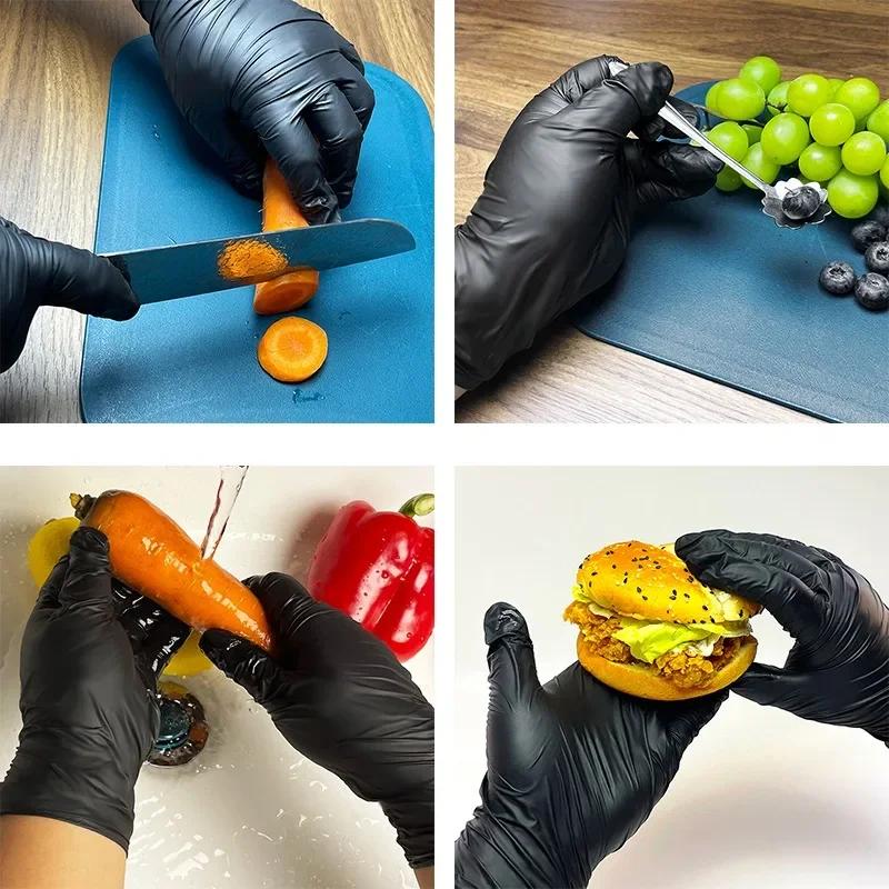 50/100 шт одноразовые черные нитриловые перчатки бытовые кухонные для уборки ванной комнаты мытья посуды маникюра парикмахерских татуировок