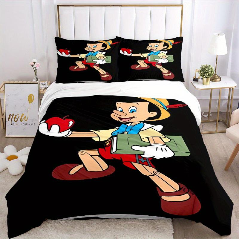 3pcs Apple Pinocchio Design Cartoon Printed Quilt Set - Soft and Comfortable Quilt Cover for Bedroom, Guest Room and Dormitory Decorative Bedding