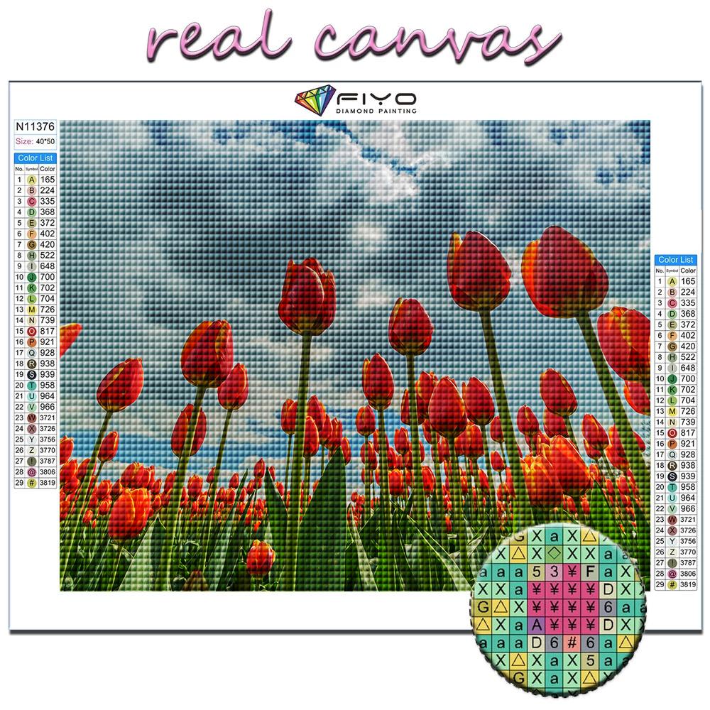 DIY 5D Diamond Painting Flowers Tulips Cross Stitch Kit Full Drill Embroidery Mosaic Art Picture of Rhinestones Gift