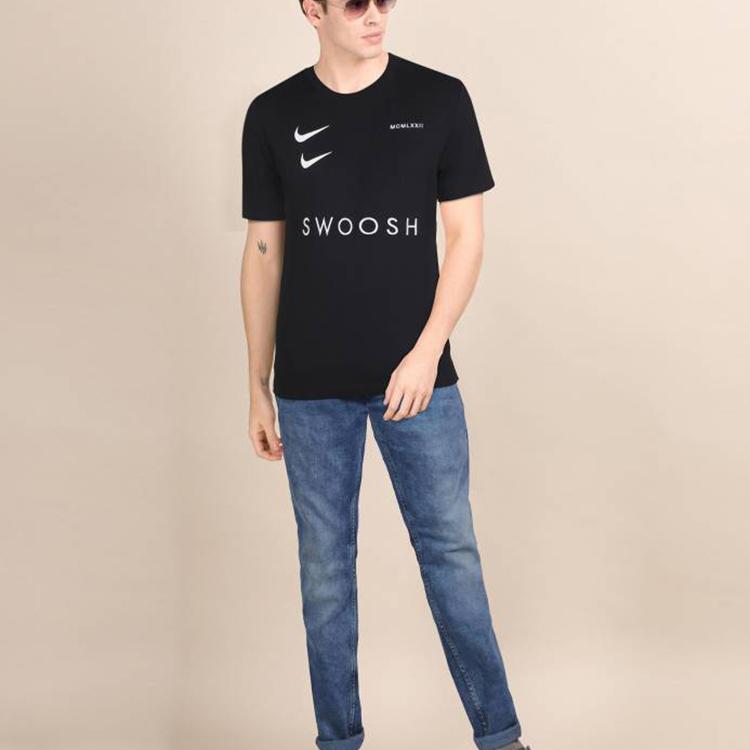 Nike Футболки Мужские Черные С Круглым Вырезом Умеренный Прямой Крой DH0030-010